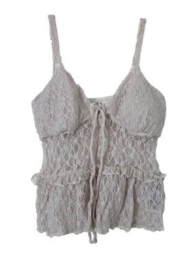 Hollister white lace tie-front cami